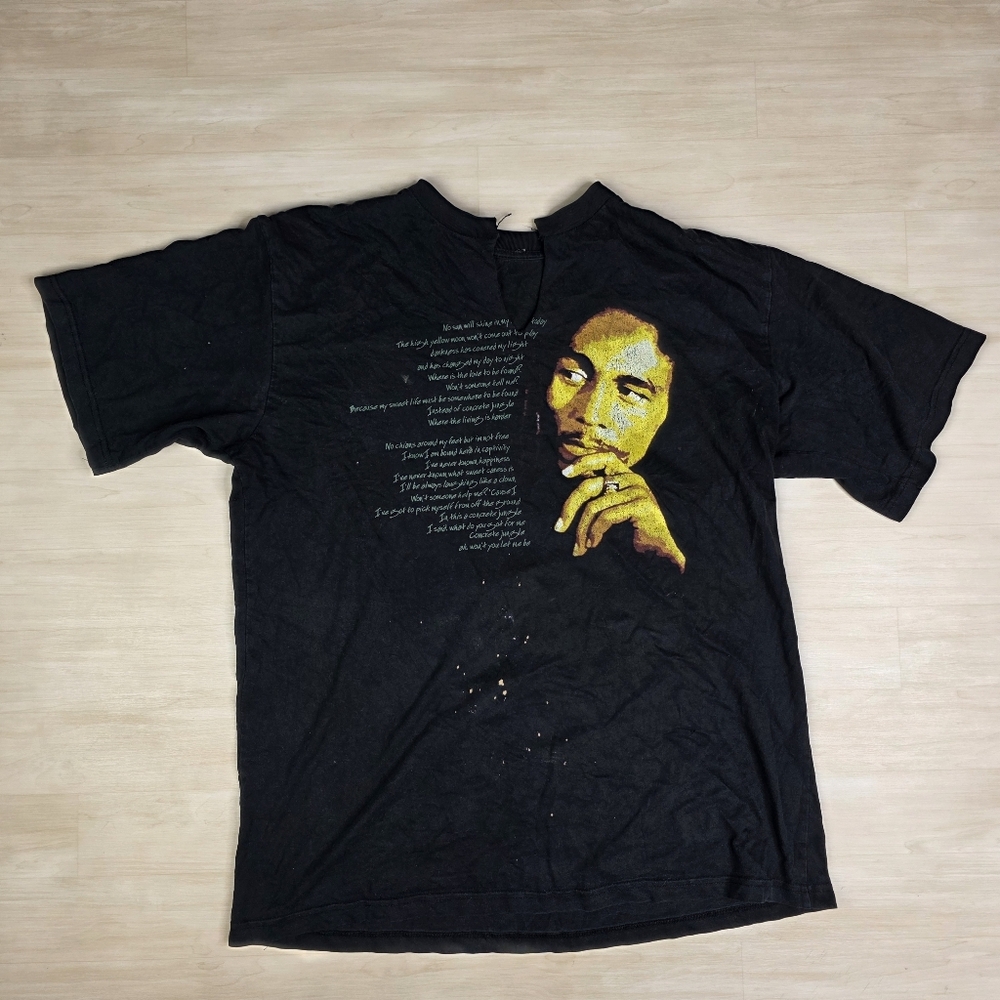 Bob Marley Vintage Quote Words Double Sided Shirt Distressed Mens Size Large